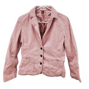 Logg H&M Corduroy Jacket Blazer Womens 10 Pink Long Sleeve Button Pockets Top